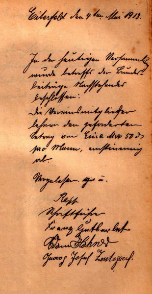 Protokoll Kriegerverein 1913